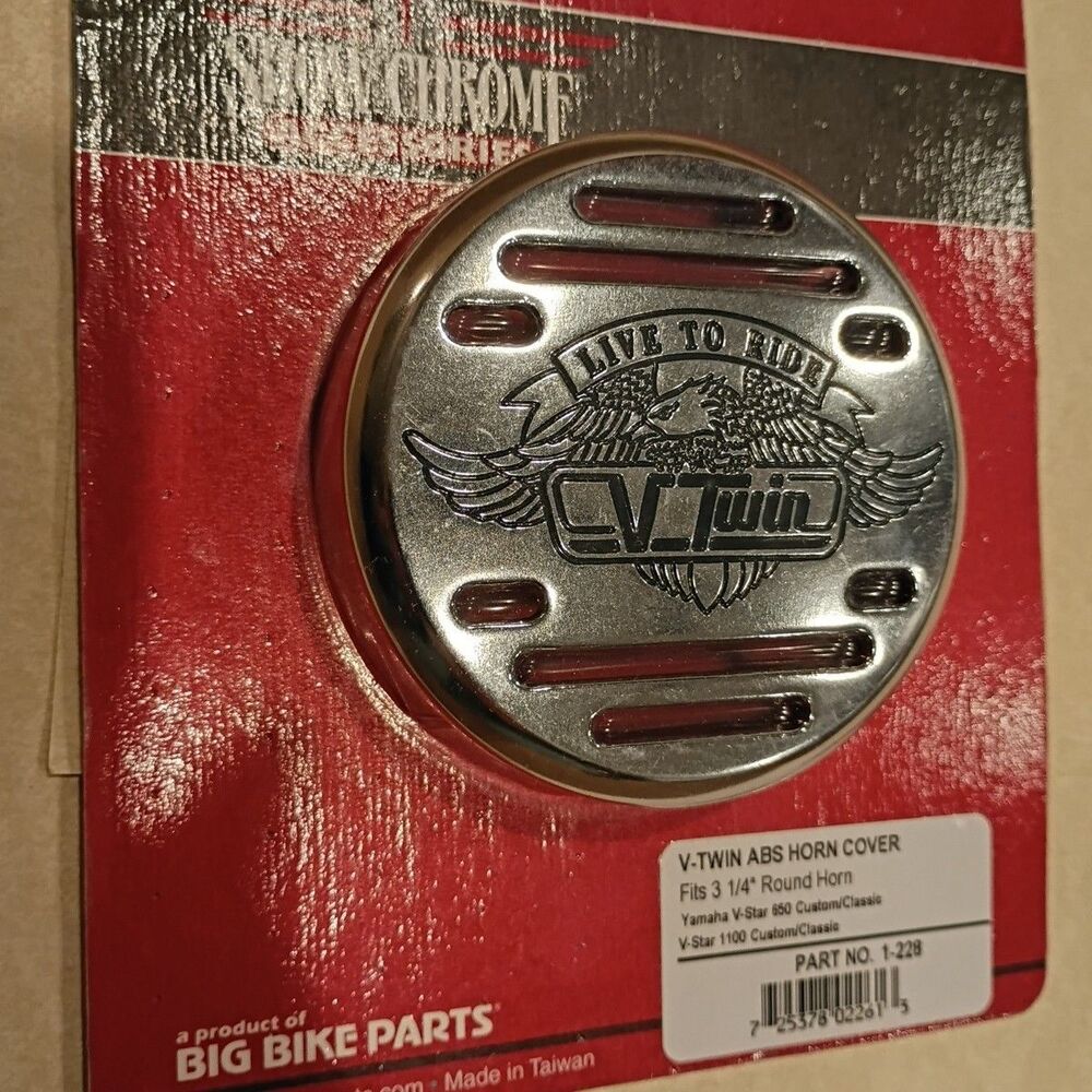 Show Chrome V-Twin ANS Horn Cover Fits 3 1/4" Round Horn 1-228